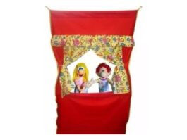 Teatro Fantoche História Cortina Painel Cenário De Tecido