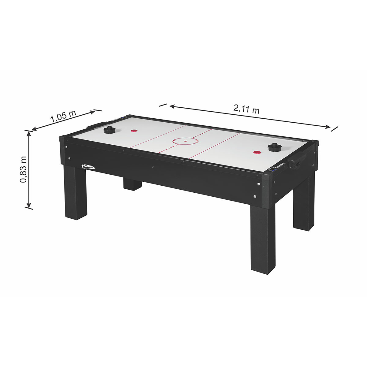Mesa de Aero Hockey Preta 2,14m x 1,09m x 0,22m com Contador + Kit 1048 - Imagem 3