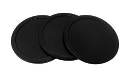 3 Discos Pretos De 64mm X 4mm Air Game / Air Hockey