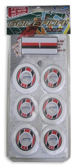 Jogo Time futebol botão Branco Preto e vermelho Klopf 4097