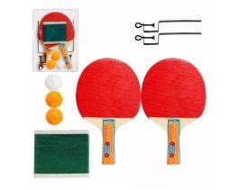 Kit Ping Pong 2 Raquetes 3 Bolas Suporte Rede