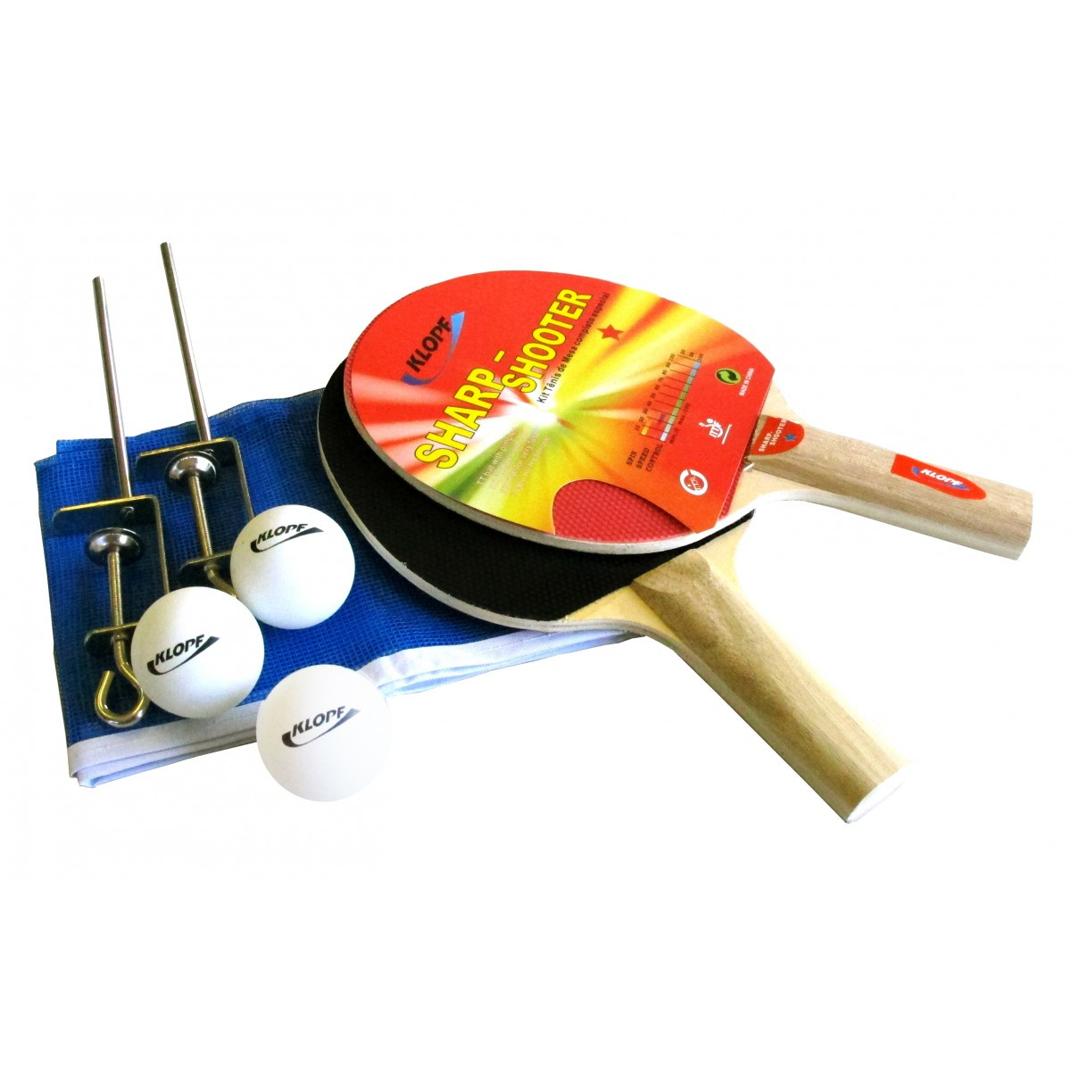 Kit de Ping Pong Completo - 5030 - Inclui Rede, Suportes, Raquetes e Bolas
