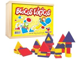 Jogo Blocos Lógicos Infantil Madeira 48 Peças
