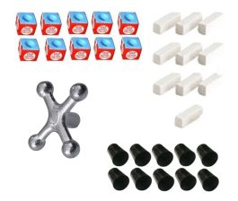 10 Giz Azul 10 Giz Branco 10 Virolas 01 Cruzeta Taco Bilhar