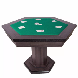 Mesa Para Carteado Poker Sextavada com 6 Gavetas Em Mdf Revestida 1,15 x 1,20 x 0,23