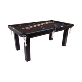 Mesa Sinuca com Acessórios Tecido Preto Tampo MDF 1,87 x 1,08