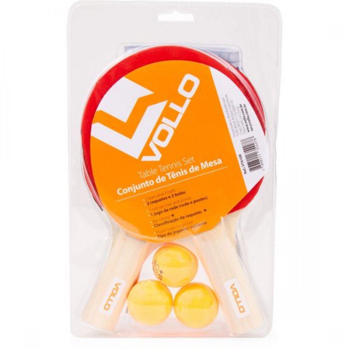 Kit Ping Pong Tênis De Mesa 2 Raquetes Rede 3 Bolinhas Vollo - Imagem 4