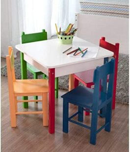 Mesa Infantil com 4 Cadeiras de Madeira e MDF – 60 x 60 x 55 cm.