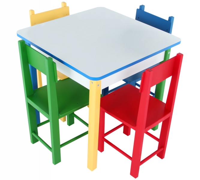 Mesa Infantil com 4 Cadeiras de Madeira e MDF - 60 x 60 x 55 cm. - Imagem 5