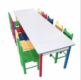 Mesa Infantil Colorida Refeitório C/ 10 Cadeiras