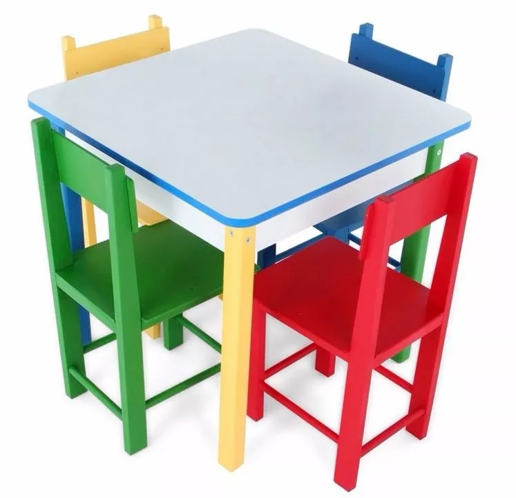 Mesa Infantil com 4 Cadeiras de Madeira e MDF - 60 x 60 x 55 cm. - Imagem 6